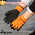 SRSAFETY orange nappy acrylic coated foam black latex winter glove